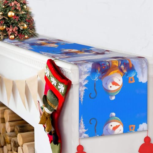 Chemin de table bonhomme de neige pour une décoration de table de ferme authentique