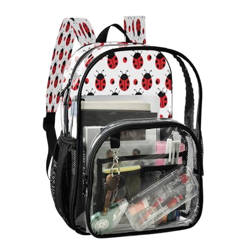 Ladybug Clear Backpack - Stadium Approved Large 15.7-inch Waterproof Transparent Bag for Sports, Concerts, Work, Travel#1022