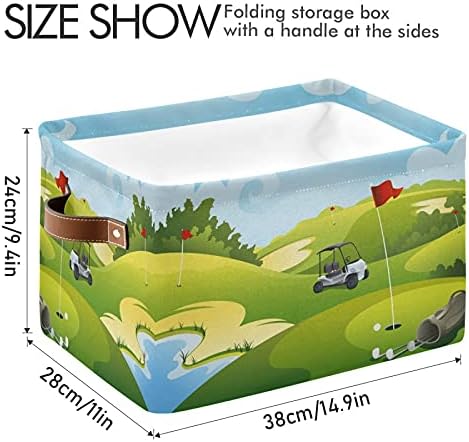 TropicalLife Rectangular Storage Bin Cube Sport Ball Club Golf Theme Foldable Organizer Basket with Handles, Collapsible Storage Box for Kids Toy Shelf Closet Nursery image 3