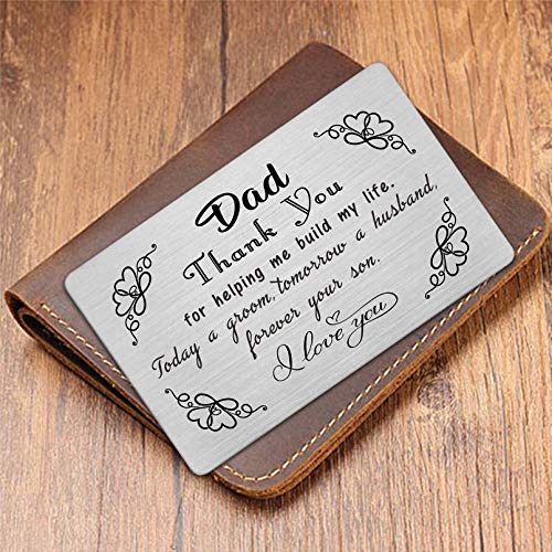 Laluminter Dad Wedding Gift from Son, Engraved Wallet Card for Groom's Dad, Father Wedding Card Keepsake3
