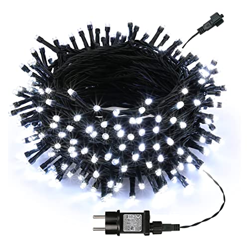Joomer Decoracion Navidad Guirnalda Luces Exterior, 20M 200LED Navidad Guirnalda Luces, 8 Modos Luces LED Exterior con Adaptador para Navidad Festivales Fiestas Jardines Patio(Blanco) Cover