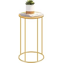 GRETJOB 21.6x9.8 Inch Gold Pedestal Table - Accent Side Table for Living Room, Wedding & Party Decor, Plant Stand, Cake & Dessert Display Stand for Event Centerpiece