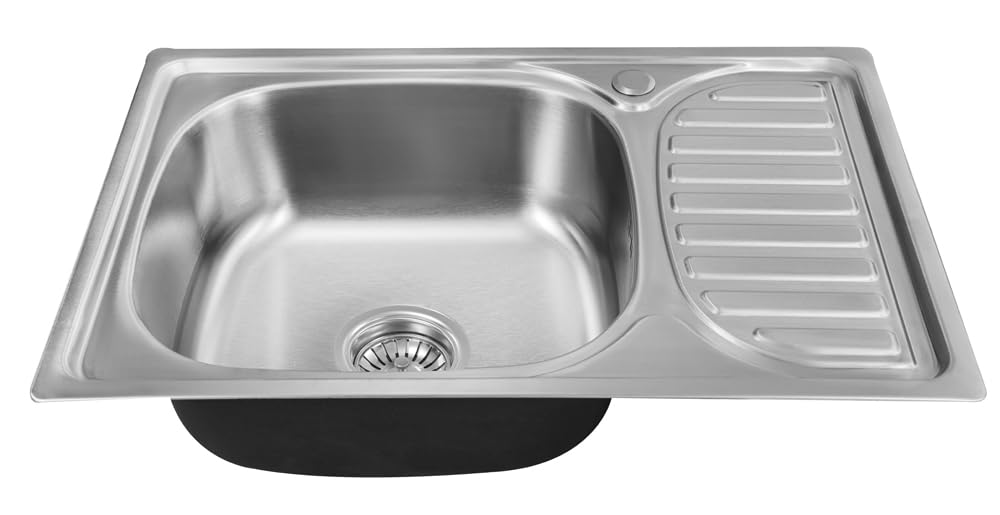 66 x 42 x 18, lavello da cucina, in acciaio inox 304, spessore del materiale: 0,8 mm, lavello, lavello, lavello da incasso, rettangolare, 1 vasca, piccola cucina (superficie inclinata a