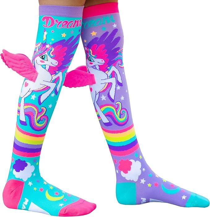 TIUDTOY Knee-High Socks Dog Design Printed with Fluffy Ears Colorful Socks for kids School Girl Super Comfortable - Age of 3 to 12 Years