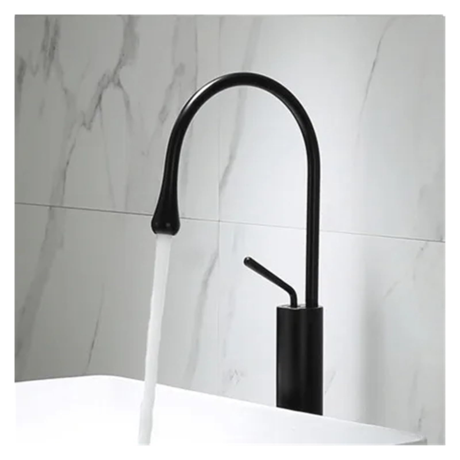 Robinet de salle de bain noir et or taille 48 en laiton avec mitigeur pivotant