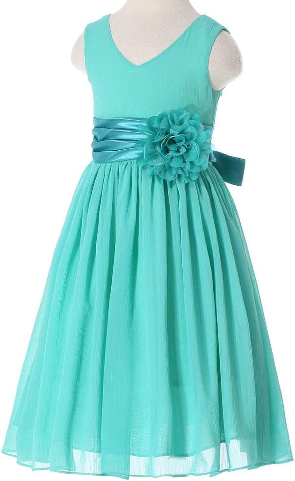 Bow Dream Junior Bridesmaids V-Neckline Chiffon Flower Girl Dress