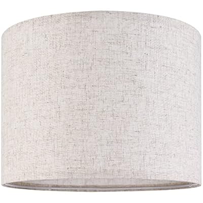 GO&SO Natural Linen Medium Drum Lamp Shades 13" Top x 13" Bottom x 10" High (Spider) Modern Beige Gray Lampshade for Table Lamps Bedside Lamps -Assembly Required - By GO&SO