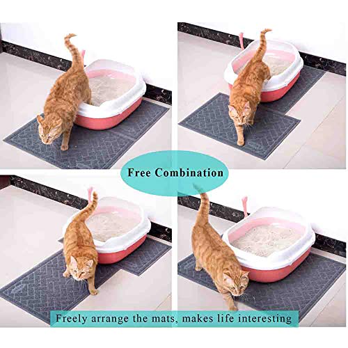 Upsky Double Large Cat Litter Mat (24'' X 20'' X 2 Pieces), Premium Traps Litter From Box And Paws, Scatter Control For Litter Box, Soft On Sensitive Kitty Paws, Easy To Clean, Durable (Champagne) #TOP2