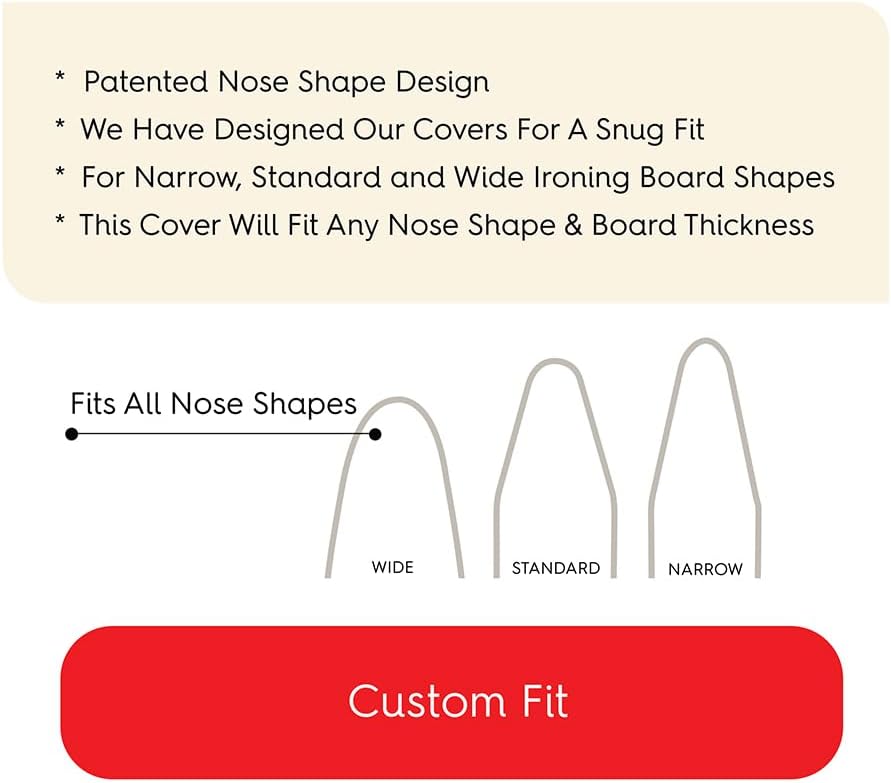 TIVIT Ironing Board Cover: Compatible with Amazon Basics Full-Size Ironing Board - Alumitek Coating Scorch Resistant Padded Elastic Edge Hook + Loop Fastener Straps Pull Bungee 54x14 Made in Italy