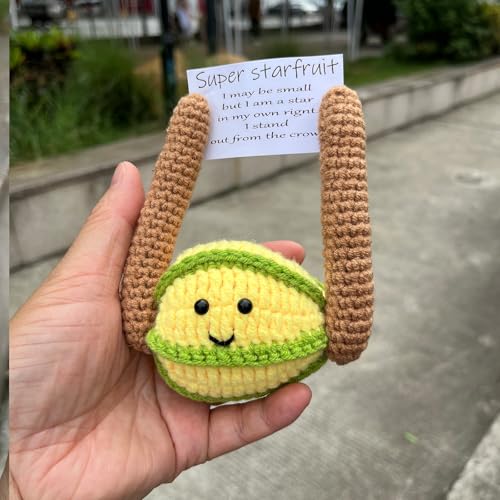 PLWalker Emotional Support Star Fruit Carambola Gifts Crochet, Positive Starfruit Fruit Cute Funny Cool Office Desk Decor Decorations for Her Women Men