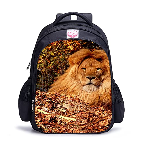 Sac à dos enfants imprimé lion 3D pour l'école et les sorties du weekend