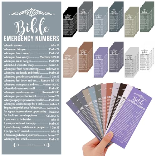 120 Pcs Bible Emergency Numbers Bookmark, Christian Bookmarks, Religious Bible
