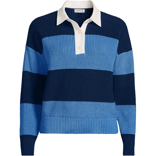 Lands' End Women's Drifter Rugby with Woven Collar Sweater3