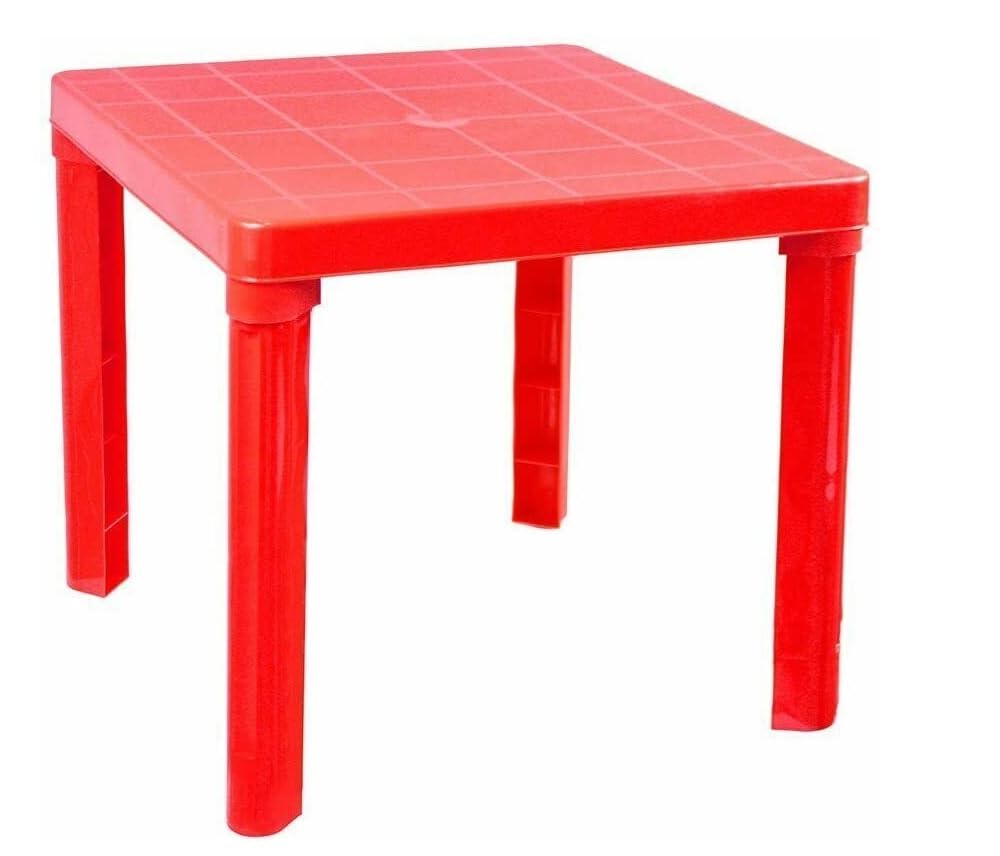 Table basse en plastique pour enfants, table de jeu, table basse en plastique, 50 x 50 cm, pour intérieur extérieur, table pour enfants, table colorée pour enfants (rouge)