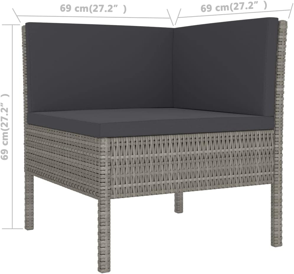 vidaXL Patio Furniture Set 2 Piece, Patio Conversation Set with Cushions, Outdoor Sectional Sofa with Table for Garden, Poly Rattan Gray