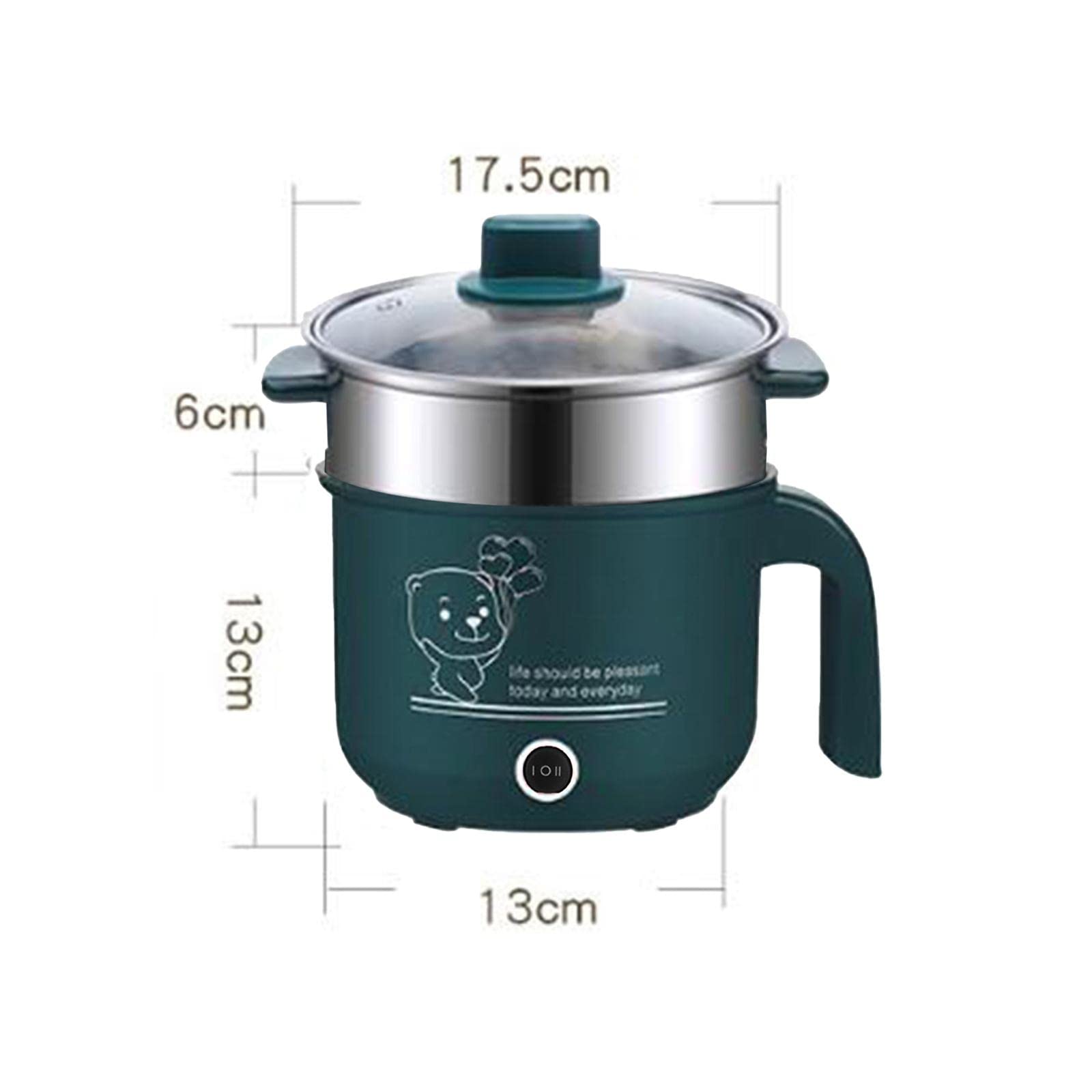 Sharplace Mini Hot Pot Ramen Cooker Antihaft-tragbare elektrische Mehrzweckpfanne für Home Office Dorm, mit Dampfgarer Grün