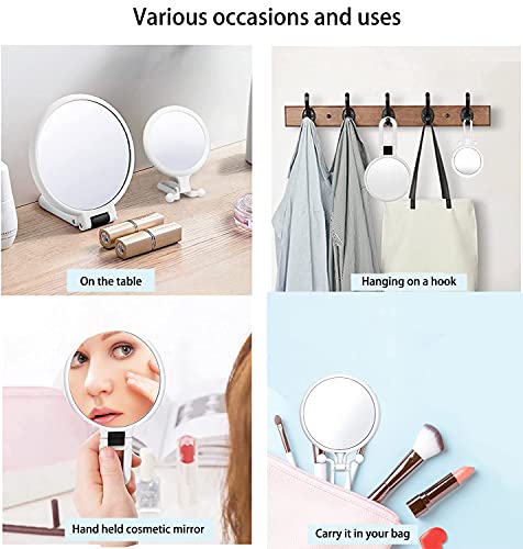 Viscal 10X Magnifying Handheld Mirror And 5X Travel Makeup Mirror,Double Sided Pedestal Makeup Mirror With 1/10X Magnification And 1/5X Travel Makeup Mirror #TOP2