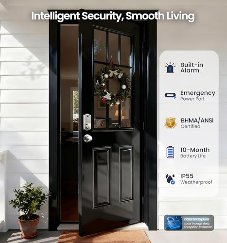 Veise VE017-K Fingerprint Smart Lock with 2 Knobs, App Control, Keyless Entry Front Door L - image 5