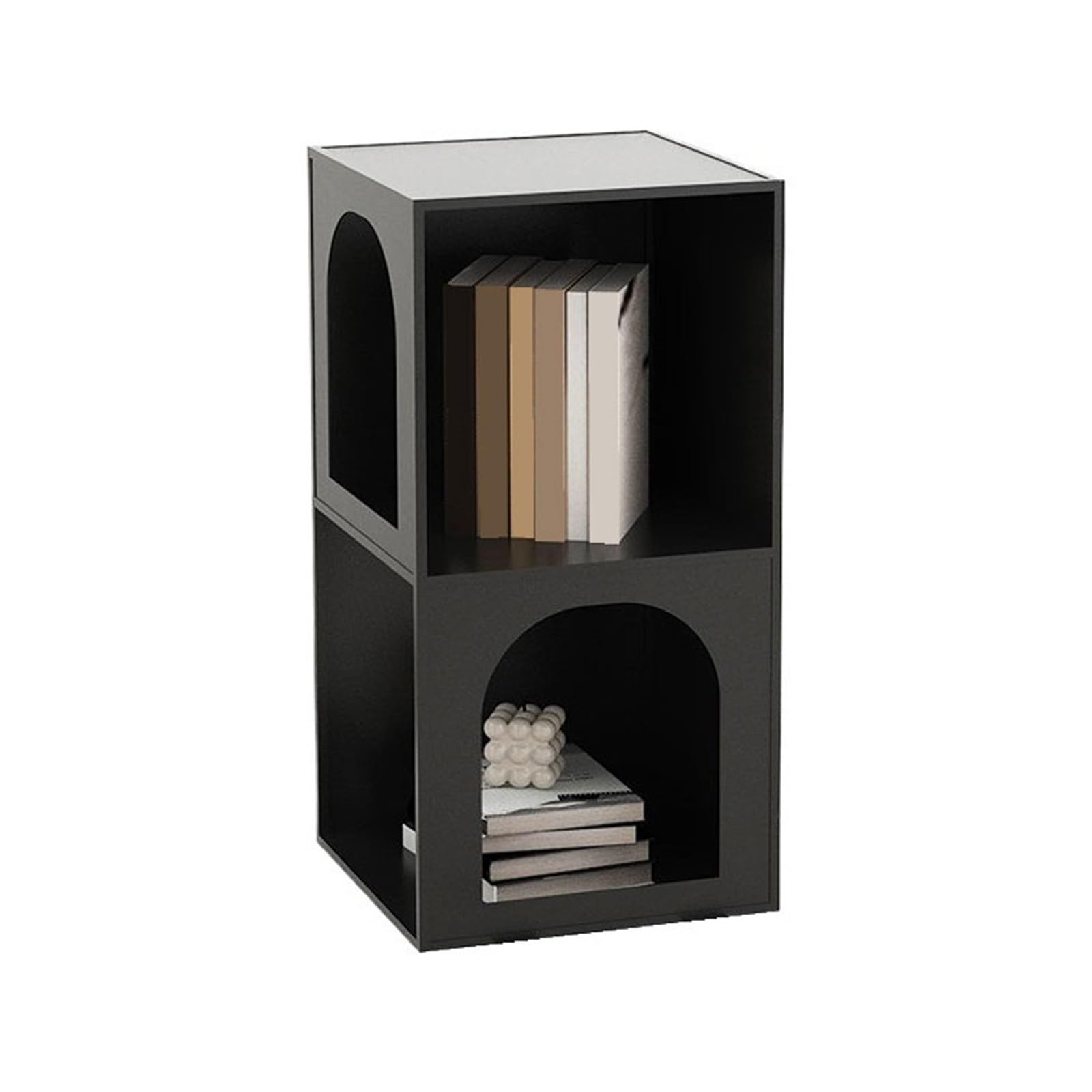 ZYYANSHOP Bookshelf Light Luxury Creative Vertical Iron Bookshelf Double-decker Living Room Corner Storage Stand(Black)