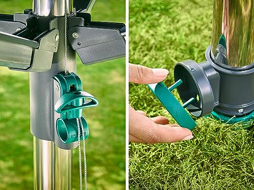 Leifheit Wäschespinne LinoProtect 400 mit wasserdichtem Dach, Wäscheschirm verlängert die Outdoor-Trockensaison, Wäscheständer aus Aluminium inkl. Bodenhülse - Image 9