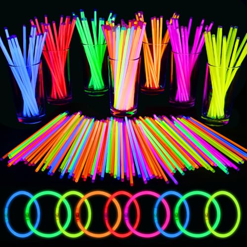 Mega-L 100 PCS Bright Glow Sticks Bulk - Halloween Glow in the Dark Party Supplies, 8