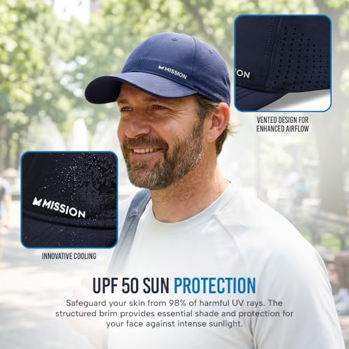 Image of MISSION Cooling Vented Performance Hat Unisex Cap for Workouts, Golf & Running, Sweat & Water Activated Technology