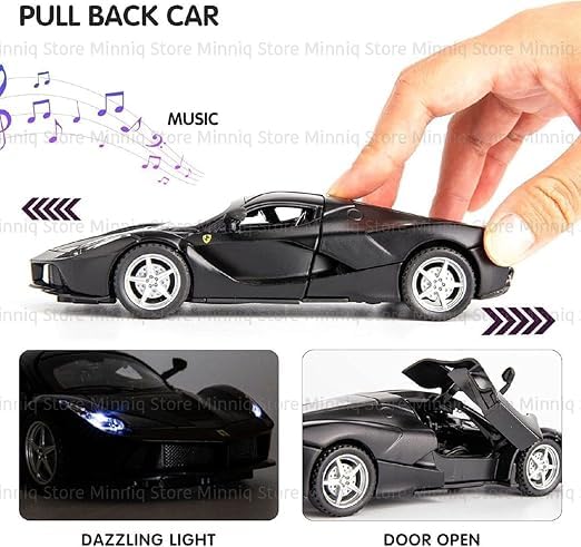 Image of Ferrari LaFerrari Diecast Car Model 1:32 Scale | Metal Pull Back Sports Car Toy | Openable Doors Collectible Return Birthday Gift Kids Boys & Girls (Colour as a per Stock)