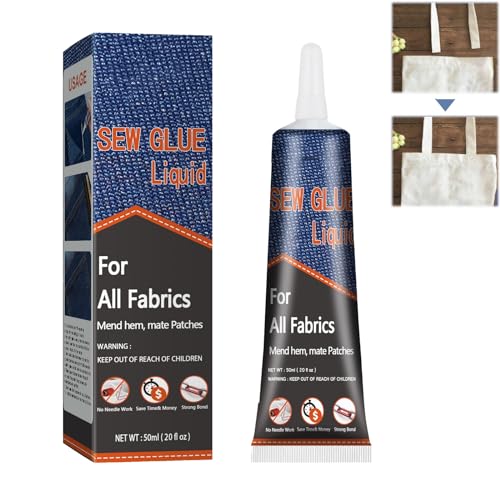 Flüssiger Nähkleber – Schnell Trocknend Für Stoff & Leder, 50 Ml, Weiße Klebeflüssigkeit