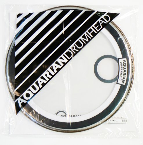 Aquarian Drumheads SKPII24WH Super-Kick II Prepack 24-inch Bass Drum Head, gloss white