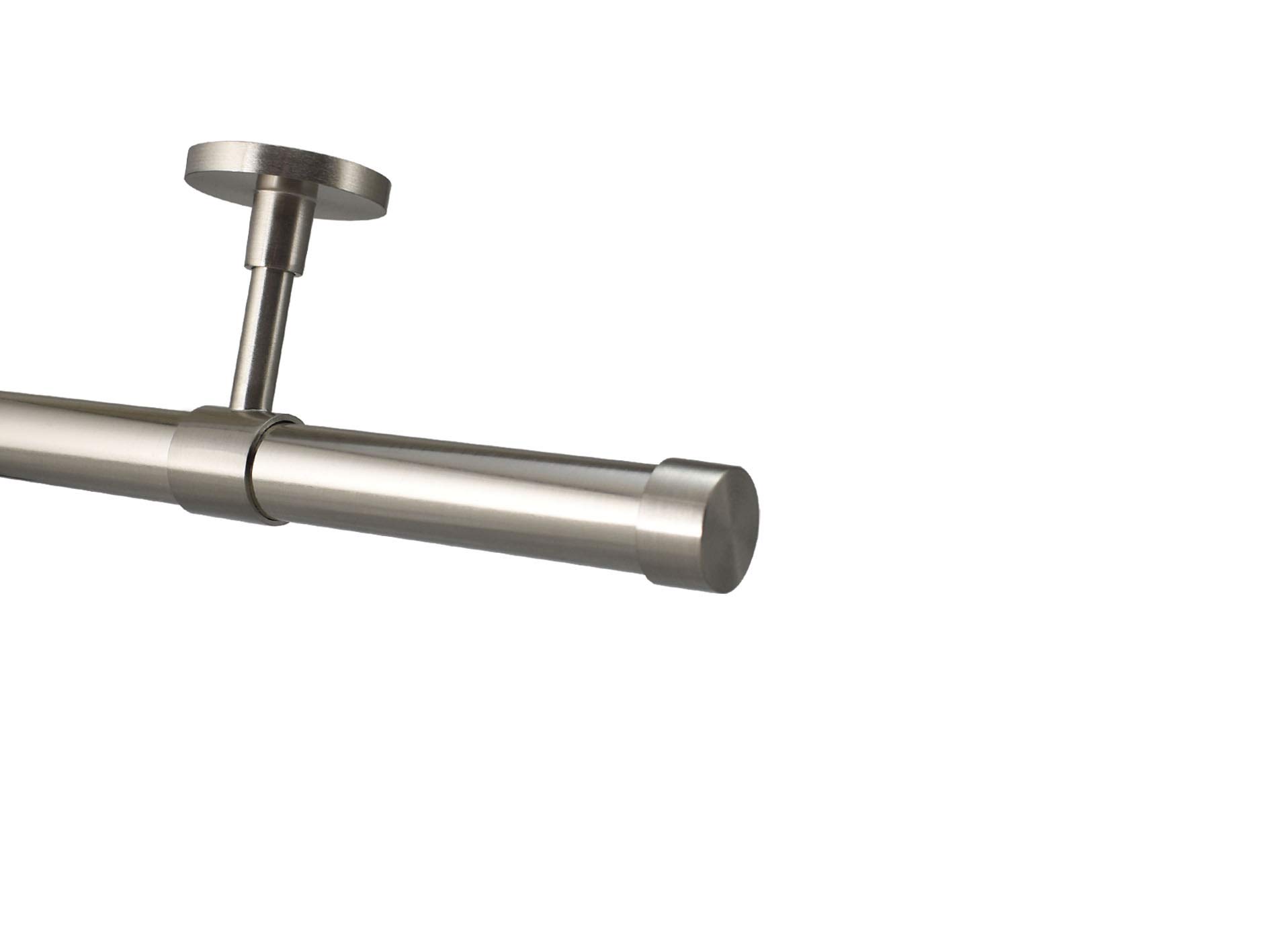 YHO Bay Window Curtain Pole Ceiling Fix 4m Brushed Chrome 28mm For Eyelet & Pencil Pleat Curtains (3m, Riga Finial Without Rings)