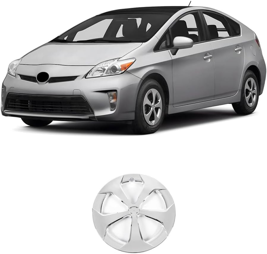 15 Inch Hubcap Compatible with 2010-2015 Toyota Prius, Wheel Cover Replacement with Factory Style Design, Replace 61167 42602 47060, Snap-On Easy Installation, Silver 1PCS
