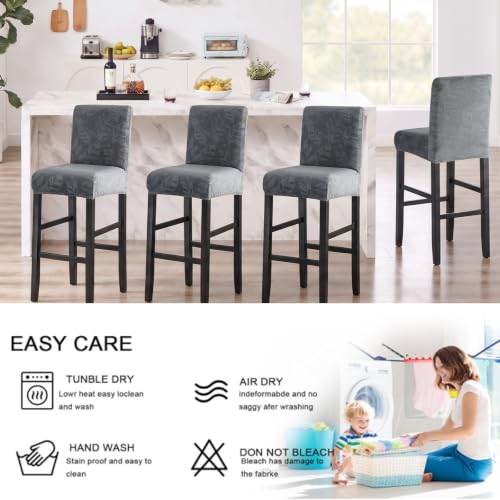 Image of FUANGUI Bar Stool Covers Set of 4, Stretch Bar Stool Seat Covers | Washable Removable Bar Chair Covers with Backs Slipcovers, Bar Chair Covers Square for Kitchen Dining Room Cafe