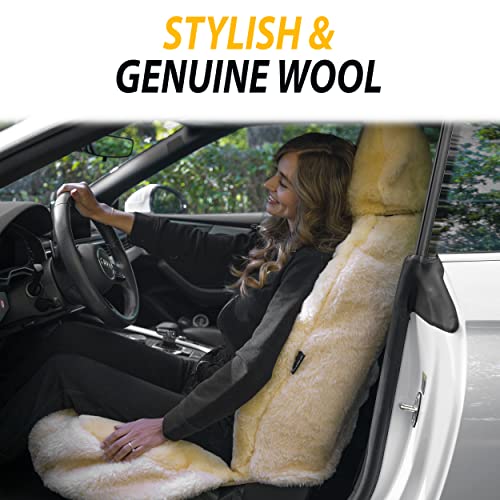 ZONETECH Sheepskin Seat Covers Fuzzy Car Seat Covers Ivory Australian Merino Wool Fluffy Fur Auto Accessories All Season Protection for Your Seats Universal Fits Most Car SUV Airbag Compatible by ZONETECH - Image 7