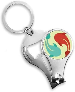 Fish Twins Taichi Pattern Nail Nipper Ring Chaveiro Abridor de Garrafas Clipper
