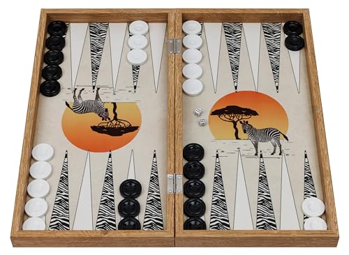Jeu de backgammon bois 48 cm zèbre idée cadeau idéale adultes et amateurs de jeux