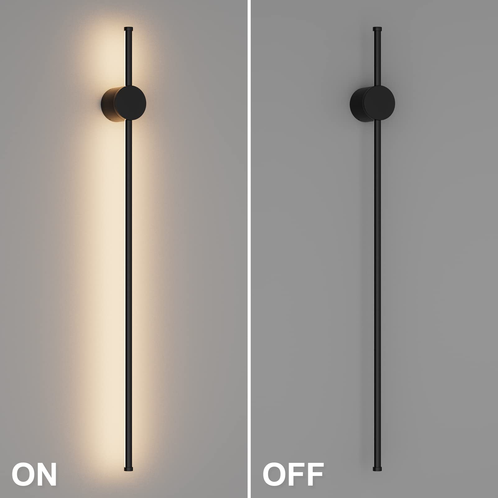 Klighten Lampada da Parete da Interno LED Lunga, 97CM/28W Moderna Applique da Interno, IP65 Luci da Parete Esterno in Alluminio, per Soggiorno Scala Corridoio, Bianco Caldo 3000K, Nero | Lampada da parete in alluminio, impermeabile IP65, 2250 lumen, lampa