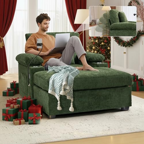 Adjustable Chaise Lounge with Ottoman and USB Ports