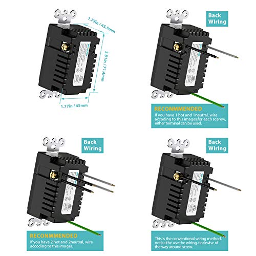 Webang Wall Electrical Outlet With 5V/4.8A Dual High Speed Usb Charger, 20A Tamper-Resistant Receptacle Outlet Black 2 Pack #TOP5