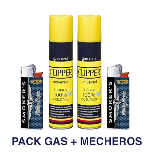 Miniatura 4 de Bsa Pack 2 Botellas De Gas Clipper Azul 300 Ml Para Recargar Mecheros Y Sopletes De Cocina 2 Mecheros De Regalo