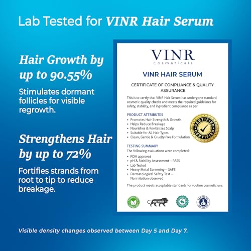 Image of VINR Hair Growth Serum for Scalp | Anti Hair Fall Formula with Redensyl, Anagain, Baicapil, Procapil & Caffeine | Supports New Growth & Scalp Strengthening with Grape Seed Extract | Lightweight Hair Serum for Men & Women | 30 ml