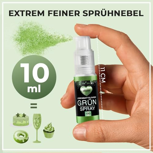 He-Ju Essbares Glitzer Spray Grün10g, Waldgrün Glitzerpulver essbar vegan und E171 frei, essbarer Glitzer für Getränke & Lebensmittel