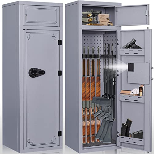 Kaer 10-12 Rifle Gun Safe,Electronic Gun Safes For Home Rifles And Pistols (With/Without Scope),Large Unassembled Rifle Safe,Double Storage Gun Cabinets / 3 Adjustable Pistol Racks #TOP6