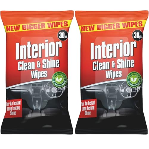 Premium Interior Car Wipes | Car Interior Cleaning Wipe Dashboard Wipes Clean & Shine 30 Pack X 2