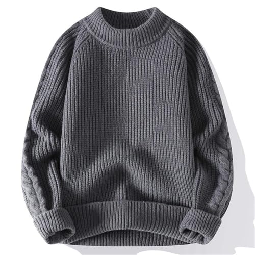 Mens Knitted Sweaters Round Neck Long Sleeve Casual Pullover Autumn Winter Male Soild Color Warm Sweater2