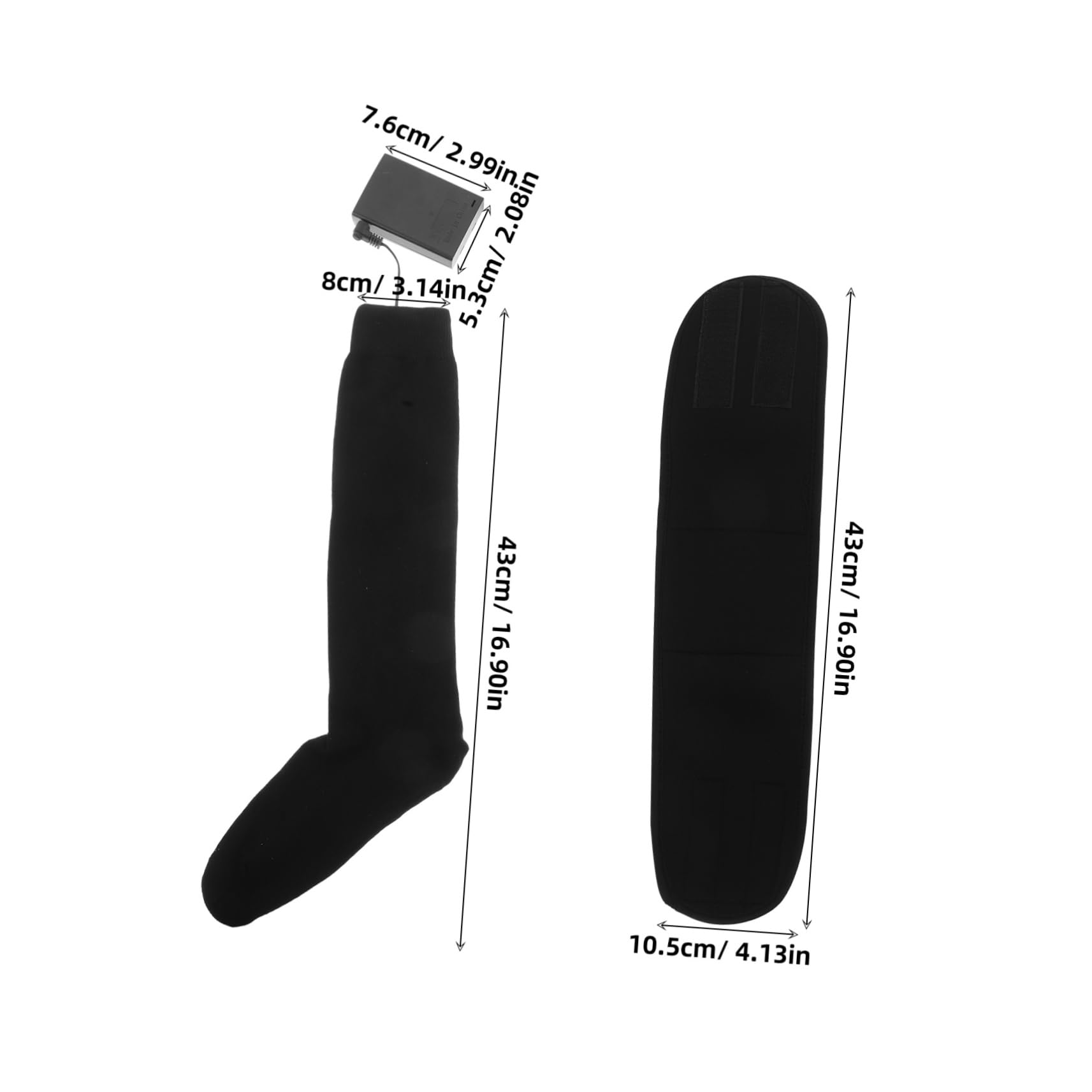 Yardwe 1 Pair Unisex Heated Socks USB Rechargeable Thermal Foot Warmers for Winter Adjustable Heating Levels Soft Insulated Fabric for Camping and Cold Weather Black