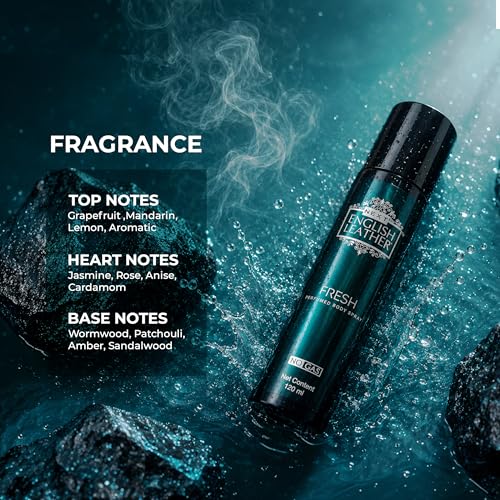 Image of Next Care English Leather Fresh No Gas Perfumed Body Spray for Men & Women | Citrus Woody Fragrance with Grapefruit, Mandarin & Sandalwood Notes | Deodorant Spray | Pack of 3 x 120 ml