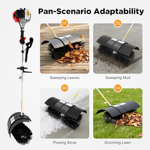 Image of 52cc 2.3HP Gas Power Broom, Handheld Leaf Blower & Sweeper for Lawn, Gravel, Snow, 2-Stroke Outdoor Cleaning Sweeping Machine with Shoulder Strap & Goggles, 33.8oz Fuel Tank