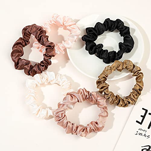 Image of Satin Silk Hair Ties Small Mini Scrunchy for Women Cute Ponytail Holders Mini Bulk Scrunchies Elastic Hair Bands for Thick Curly Hair Pony Tails Hair Ties (12 Pcs)