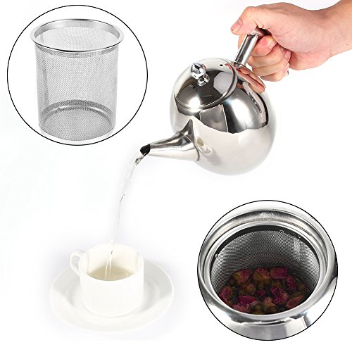 Zunate Theepot van roestvrij staal met afneembare infuser, theepot 1000 ml/1500 ml (1000 ml) - Image 5