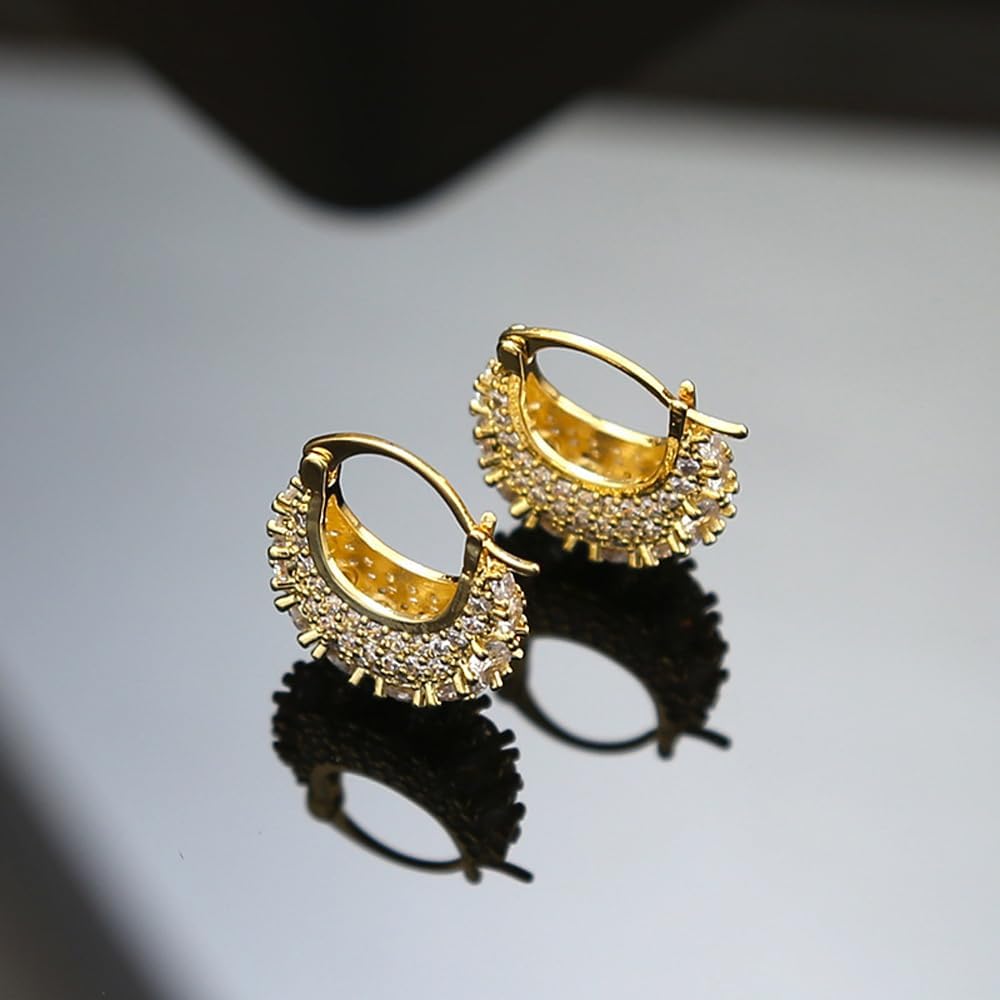 MIKAMU 14K Gold Thick Oval Hoop Earrings for Women CZ cubic zirconia Gold Plated trendy Thick Oval Earring for Women Jewelry - Image 6